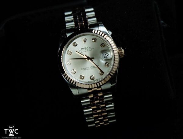 DATEJUST SILVER DIAMOND TWO TONE ROSE GOLD BOYSIZE - Image 2