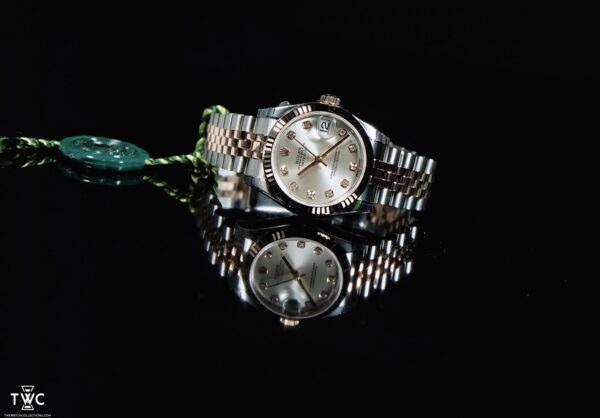 DATEJUST SILVER DIAMOND TWO TONE ROSE GOLD BOYSIZE - Image 3